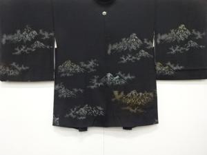 大正ロマン　漆　山脈模様織り出し　一つ紋　絵羽織